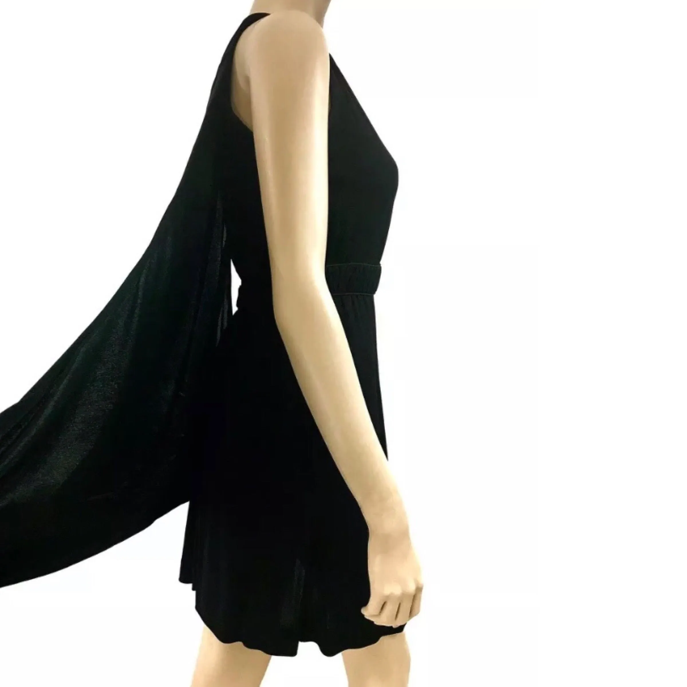 Chanel 09P Black Sleeveless Dress with Cape Scarf Size US6 | FR36