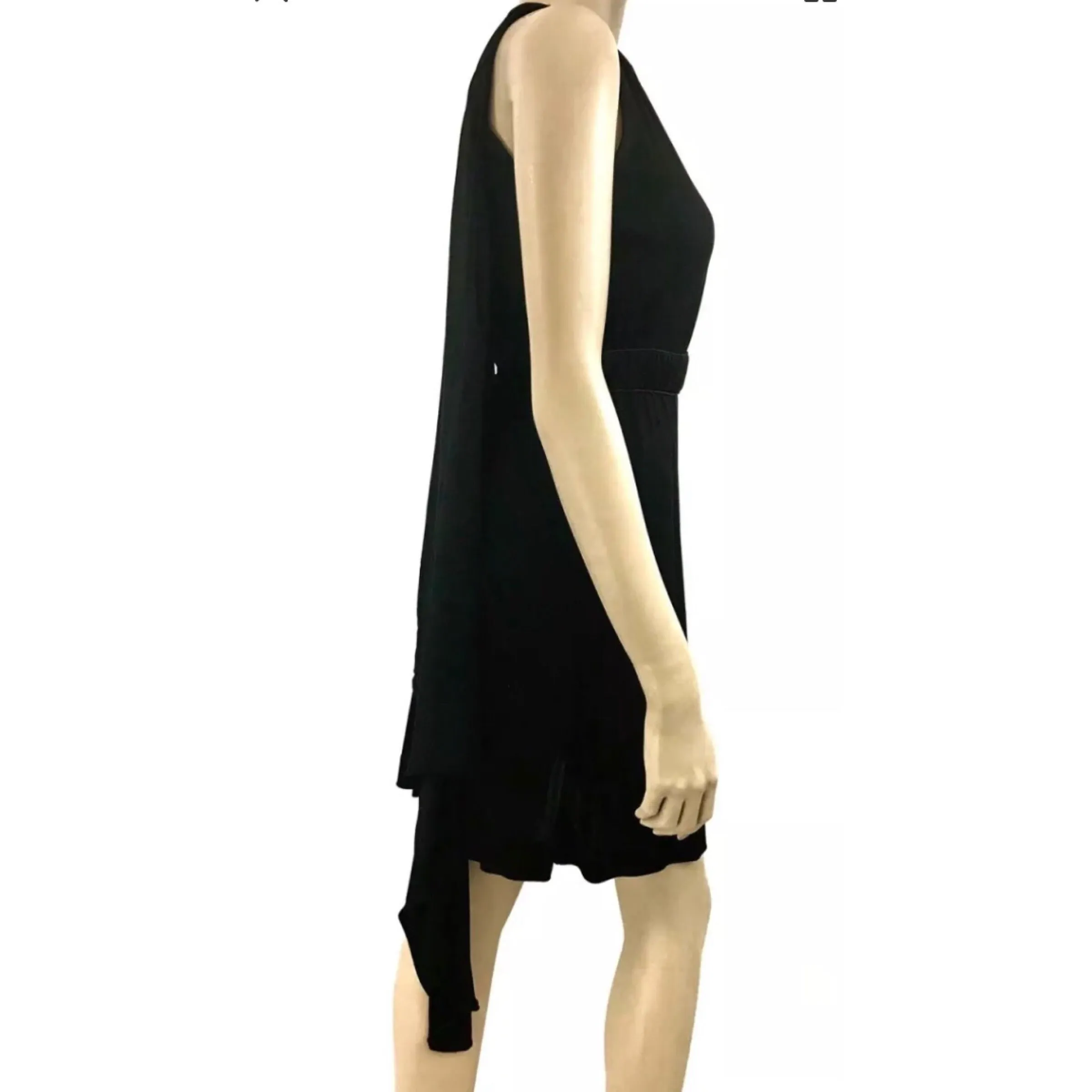 Chanel 09P Black Sleeveless Dress with Cape Scarf Size US6 | FR36