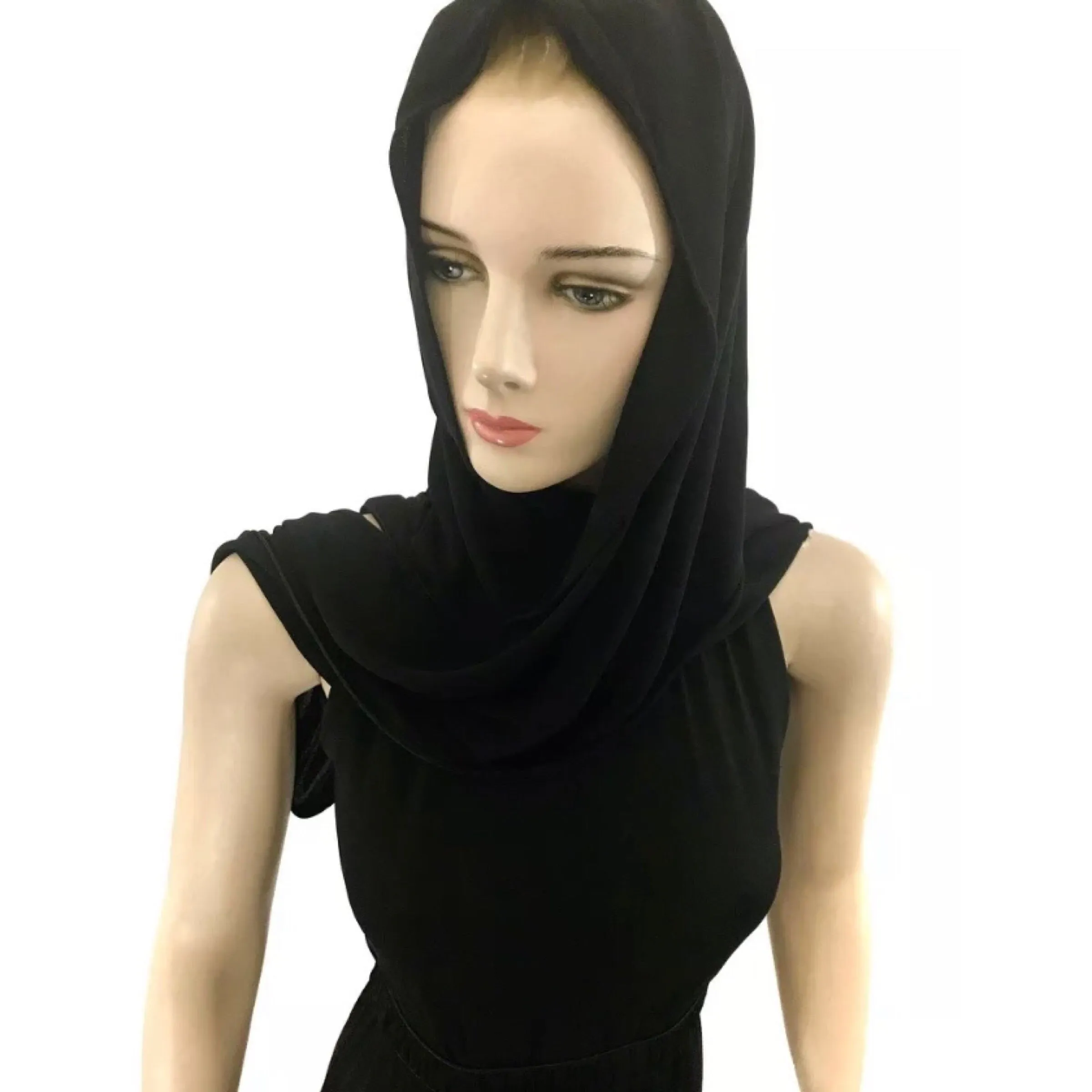 Chanel 09P Black Sleeveless Dress with Cape Scarf Size US6 | FR36