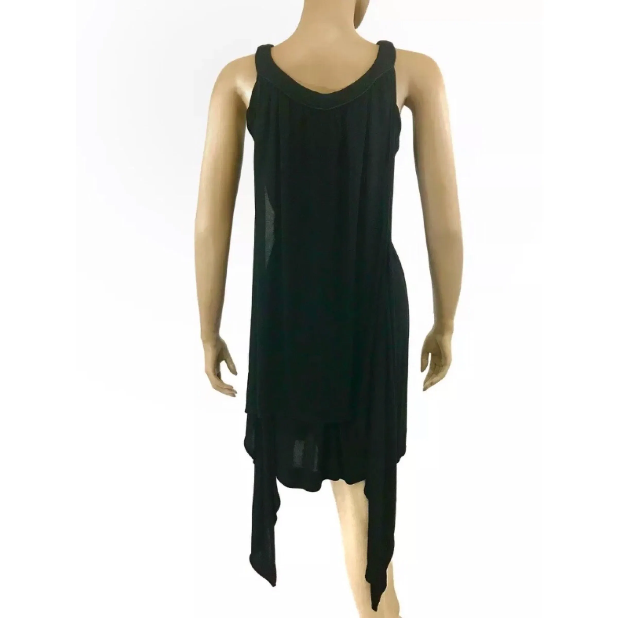 Chanel 09P Black Sleeveless Dress with Cape Scarf Size US6 | FR36