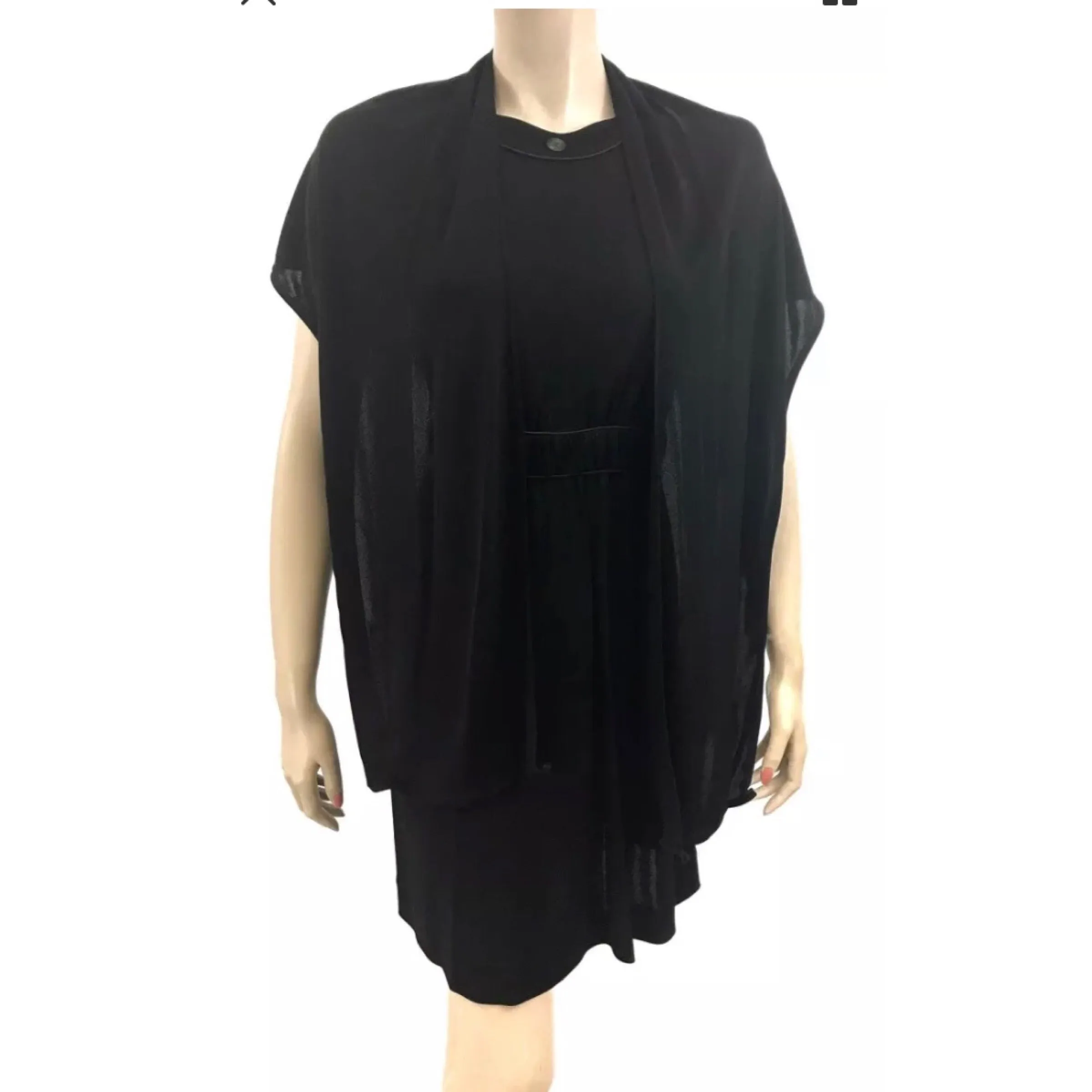 Chanel 09P Black Sleeveless Dress with Cape Scarf Size US6 | FR36