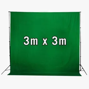 Chroma Key Green Screen 3m x 3m Cotton Muslin Studio Backdrop