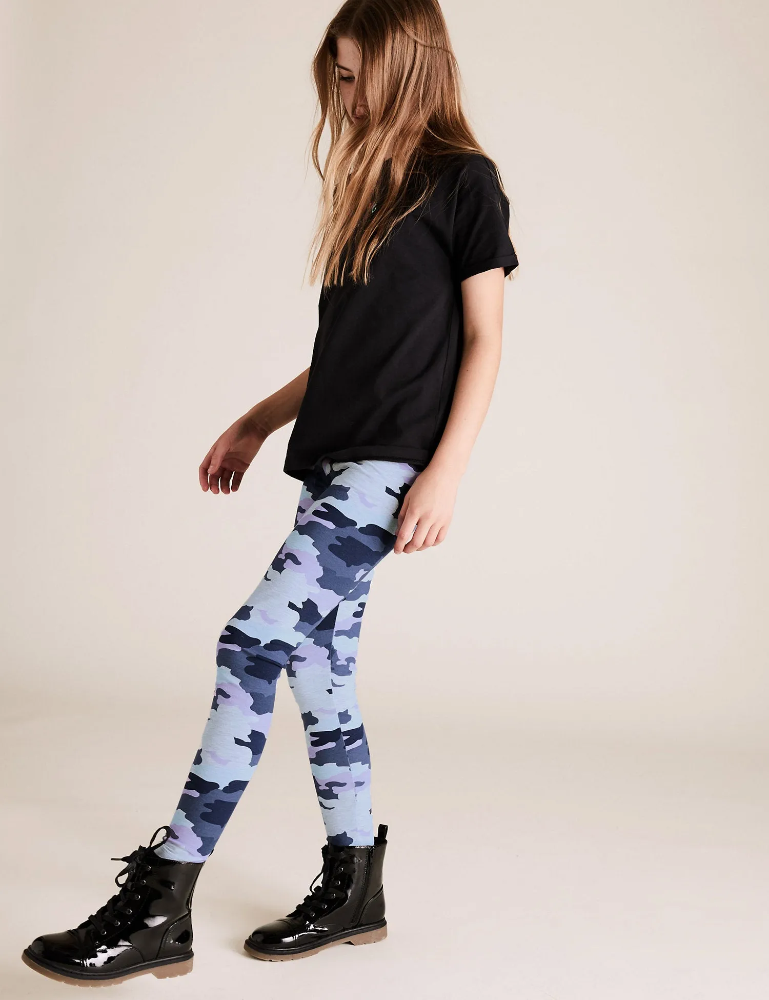 Cotton Rich Camouflage Print Leggings