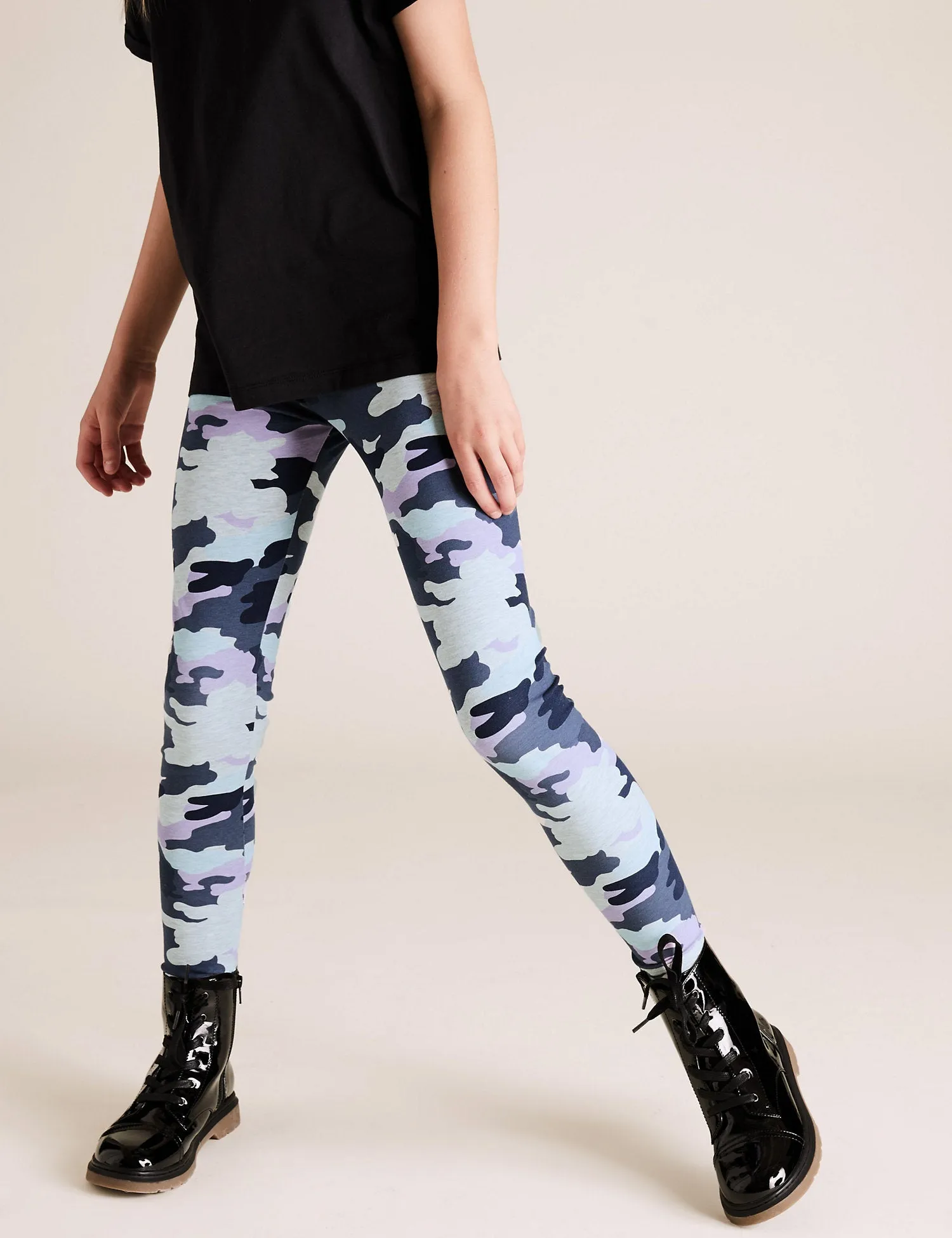 Cotton Rich Camouflage Print Leggings