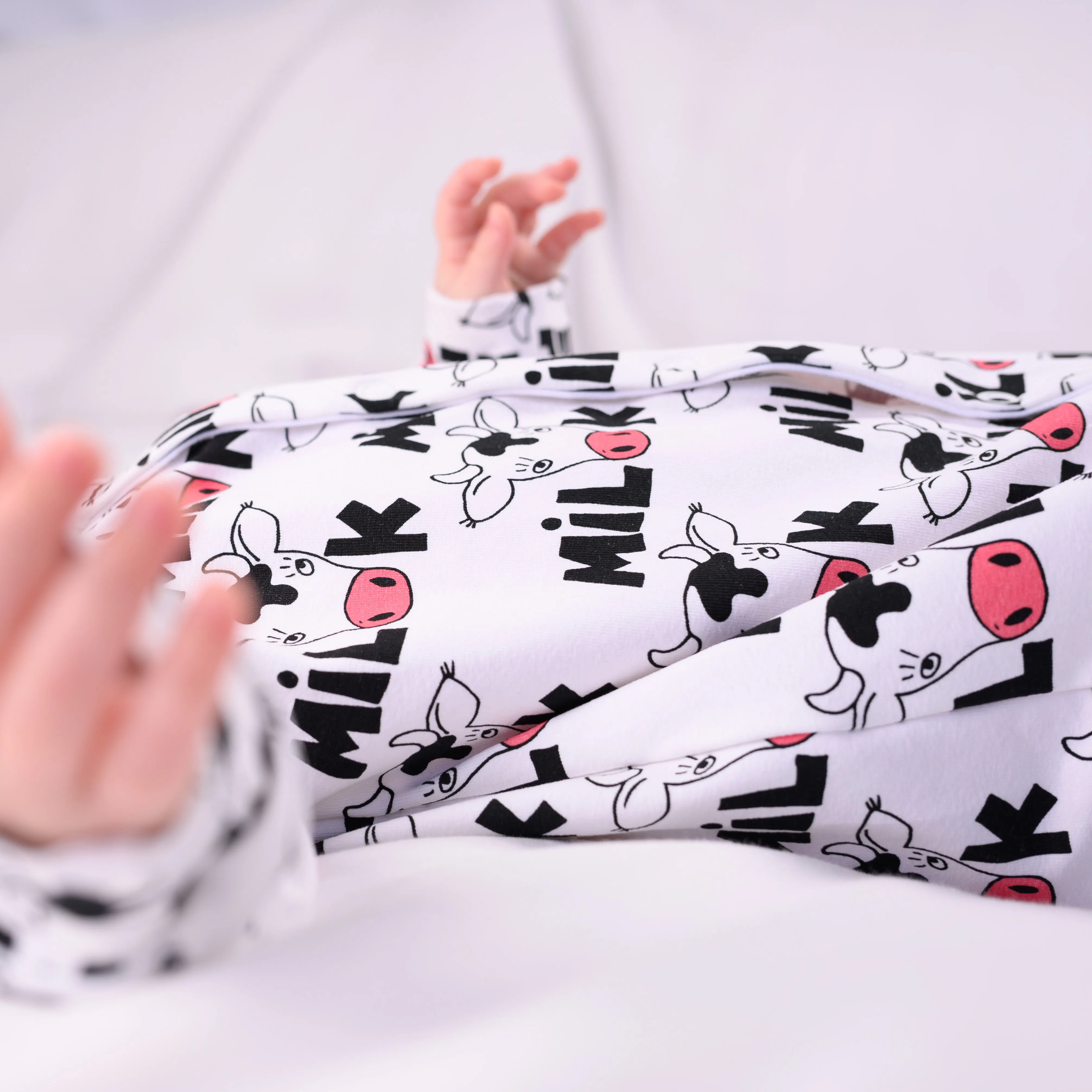 Cows milk print cotton sleepsuit