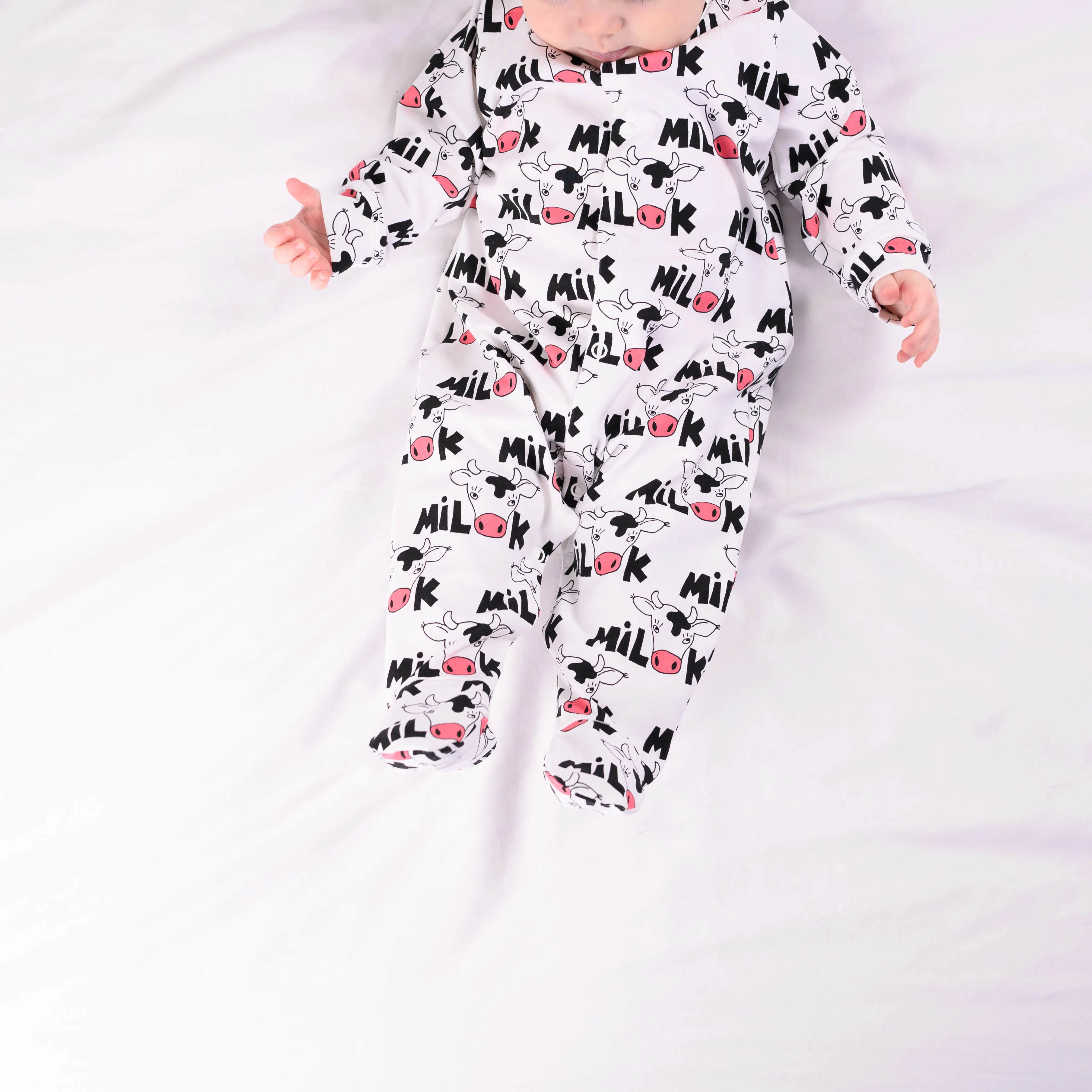 Cows milk print cotton sleepsuit