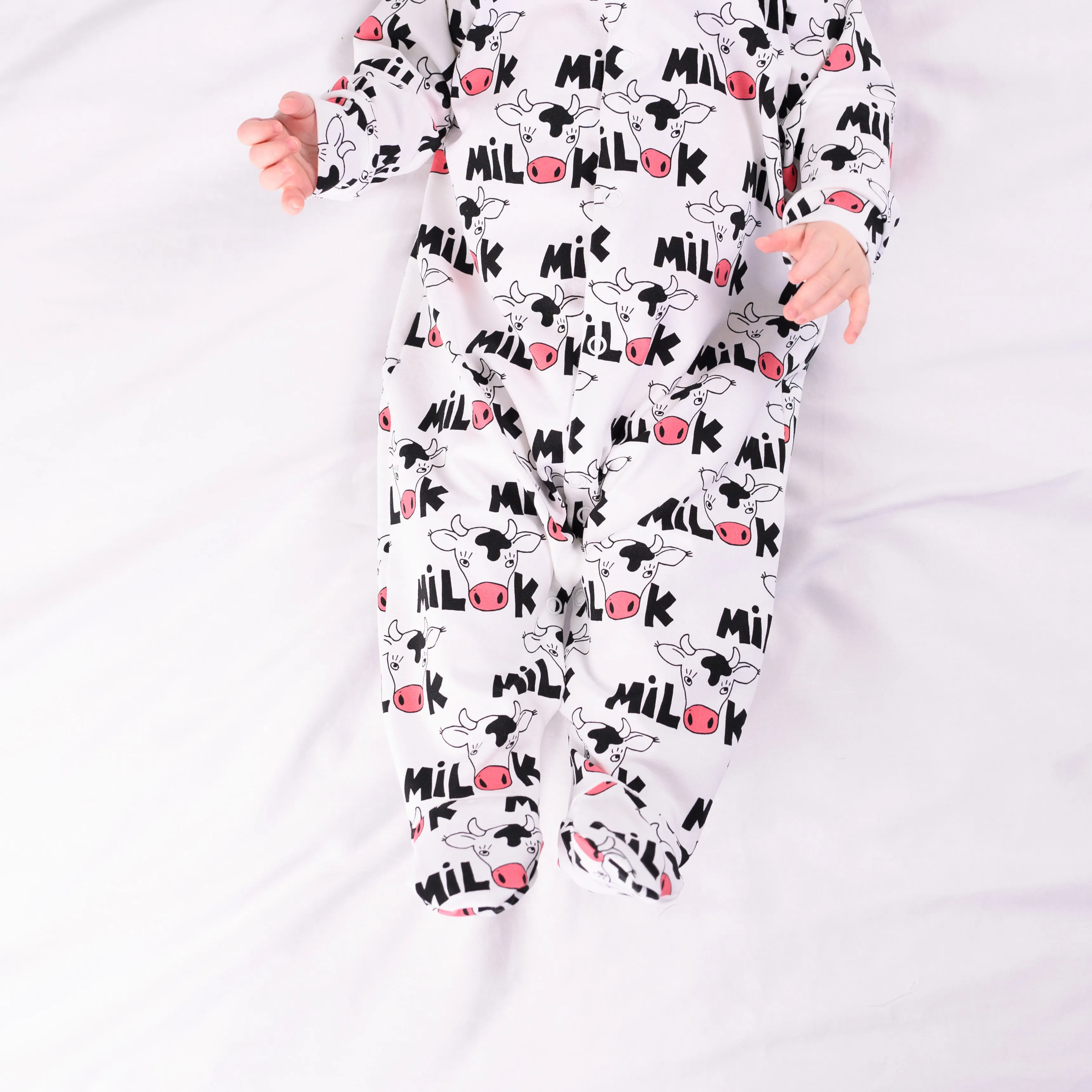 Cows milk print cotton sleepsuit