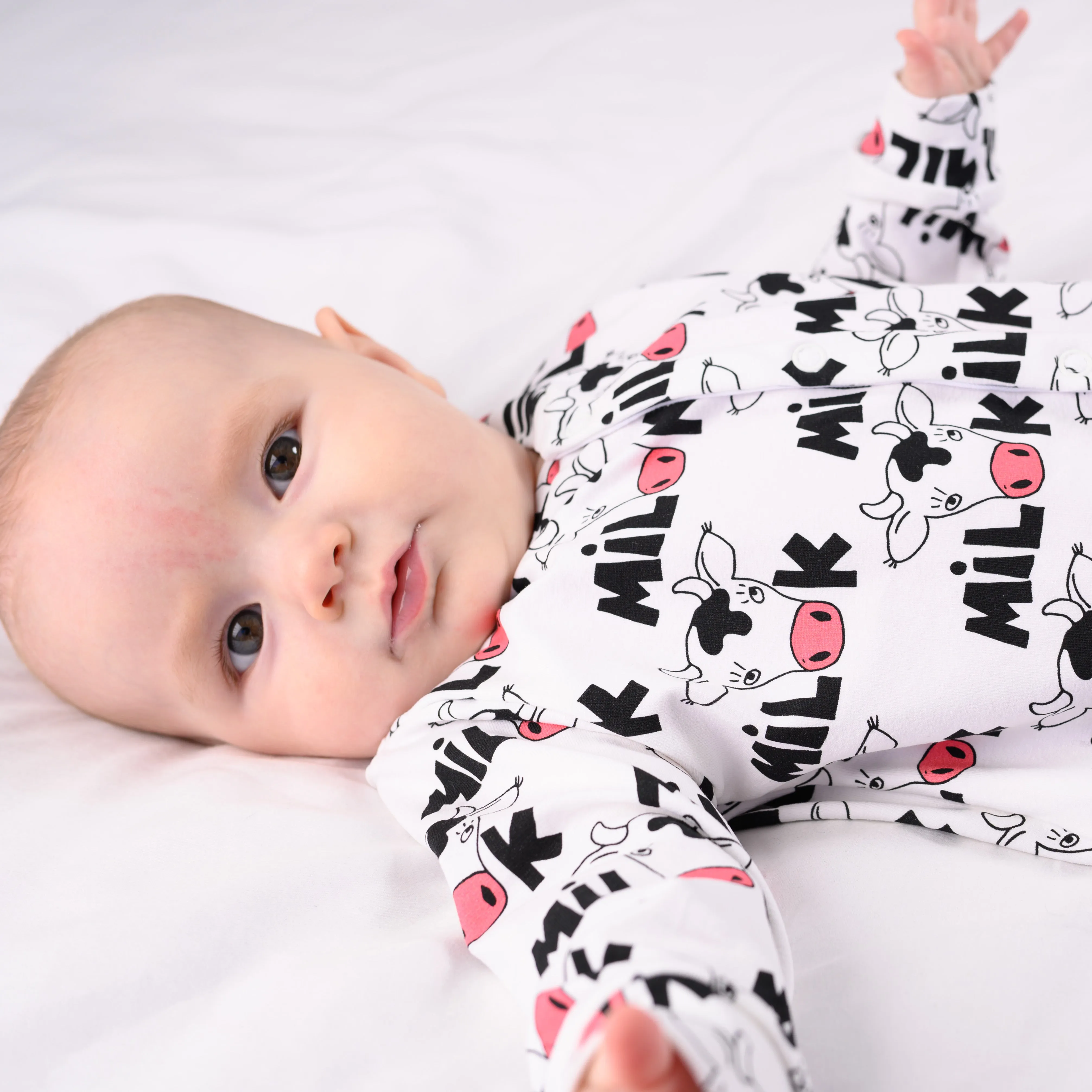 Cows milk print cotton sleepsuit