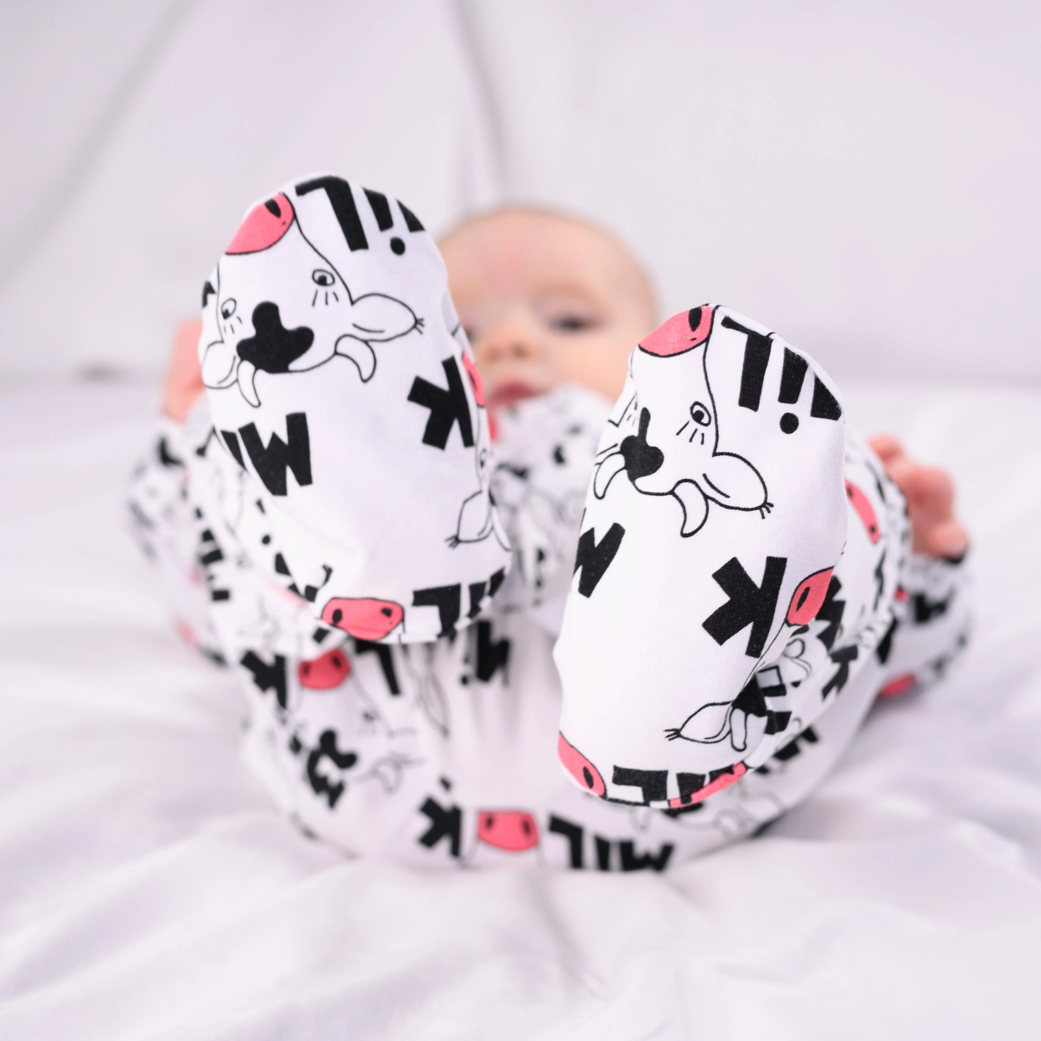 Cows milk print cotton sleepsuit