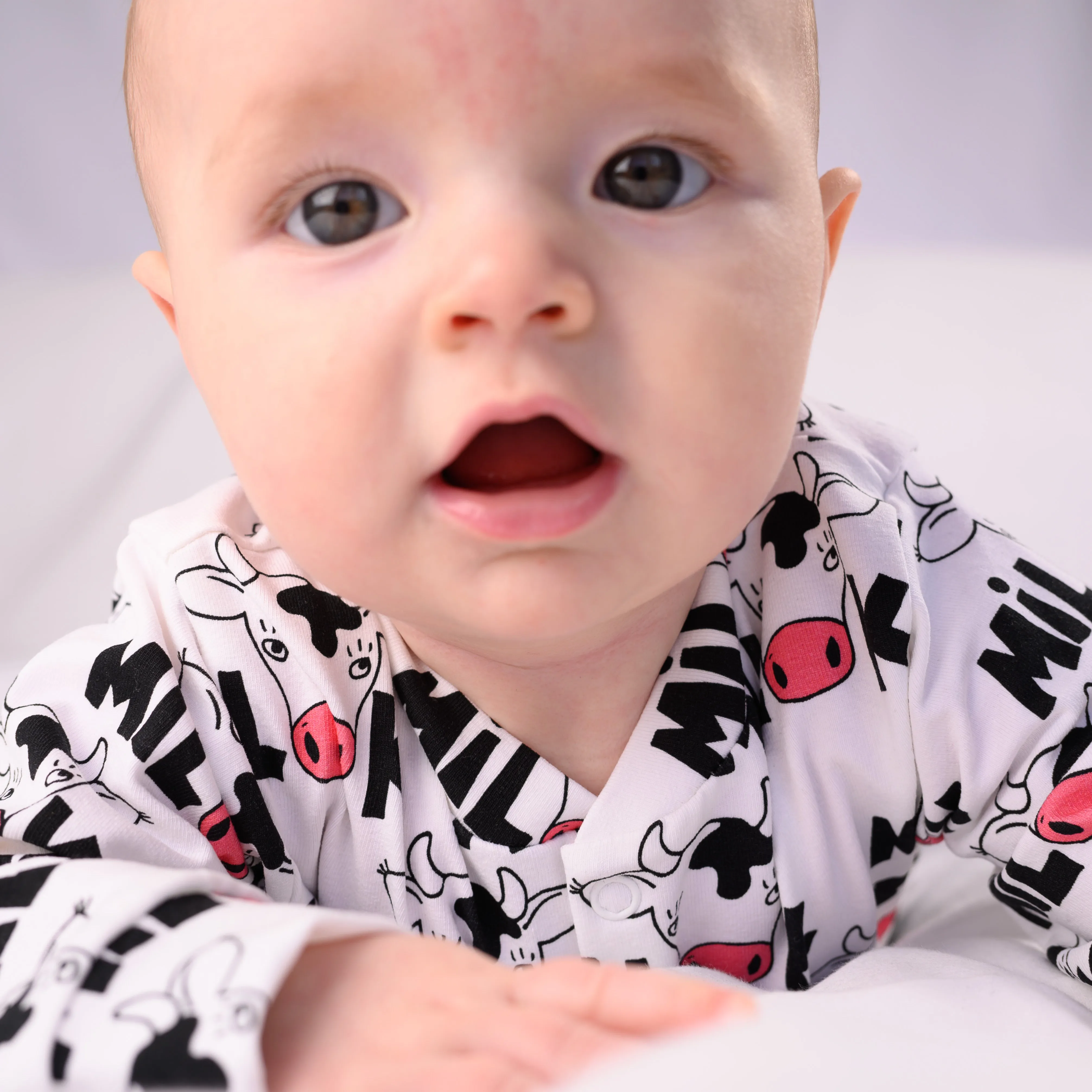 Cows milk print cotton sleepsuit