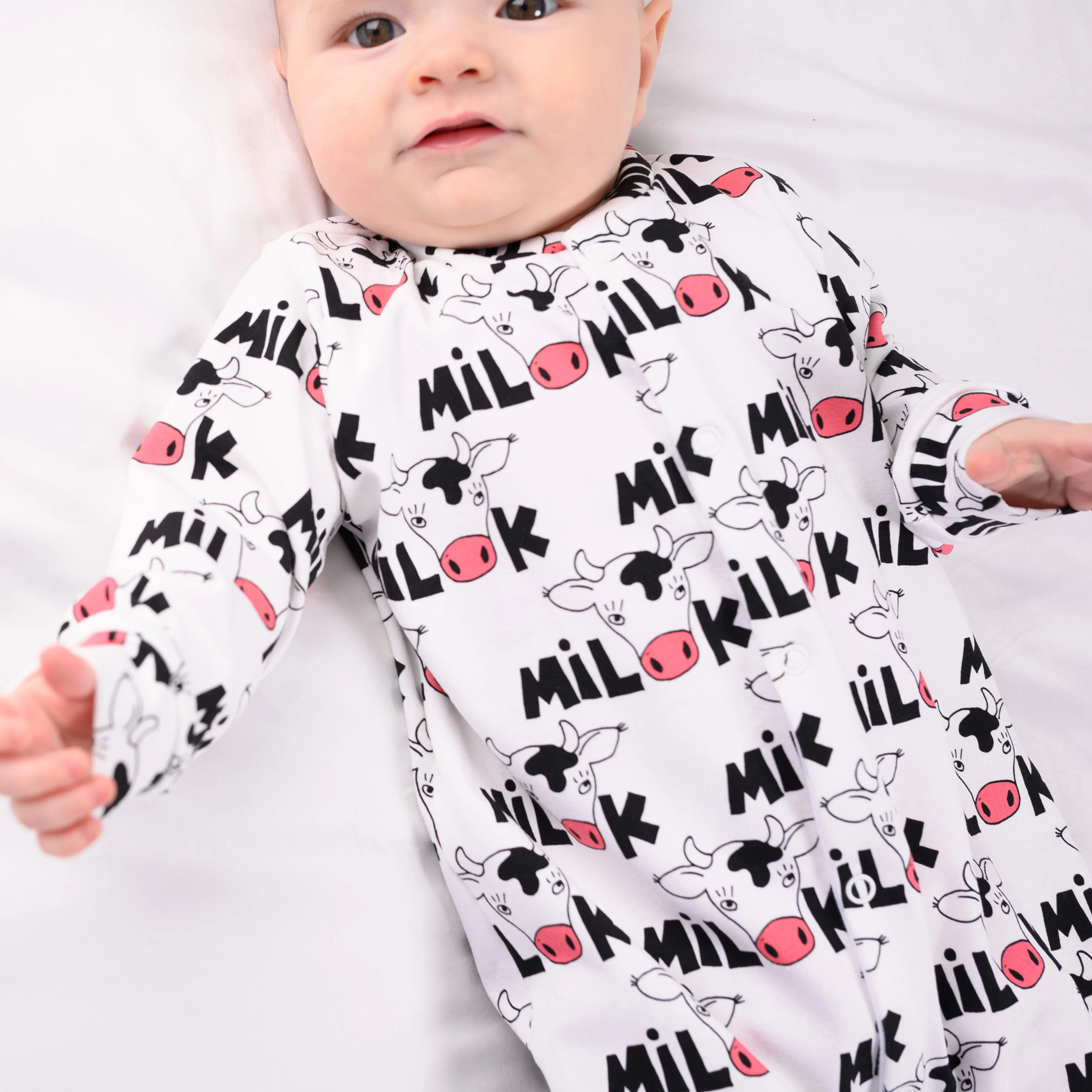 Cows milk print cotton sleepsuit