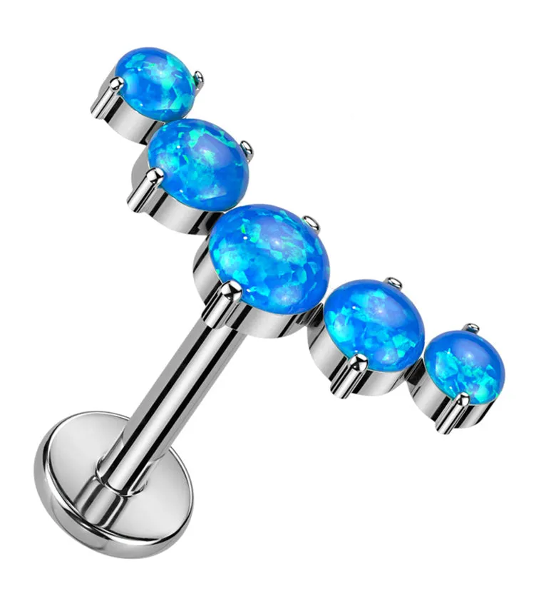 Curve Blue Opalite Titanium Internally Threaded Labret