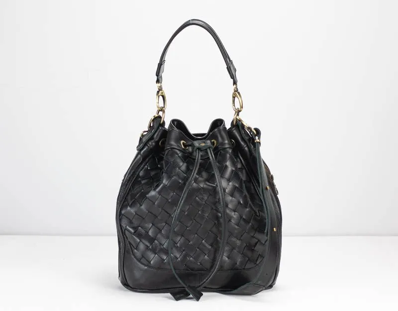 Danae bag - Black handwoven leather