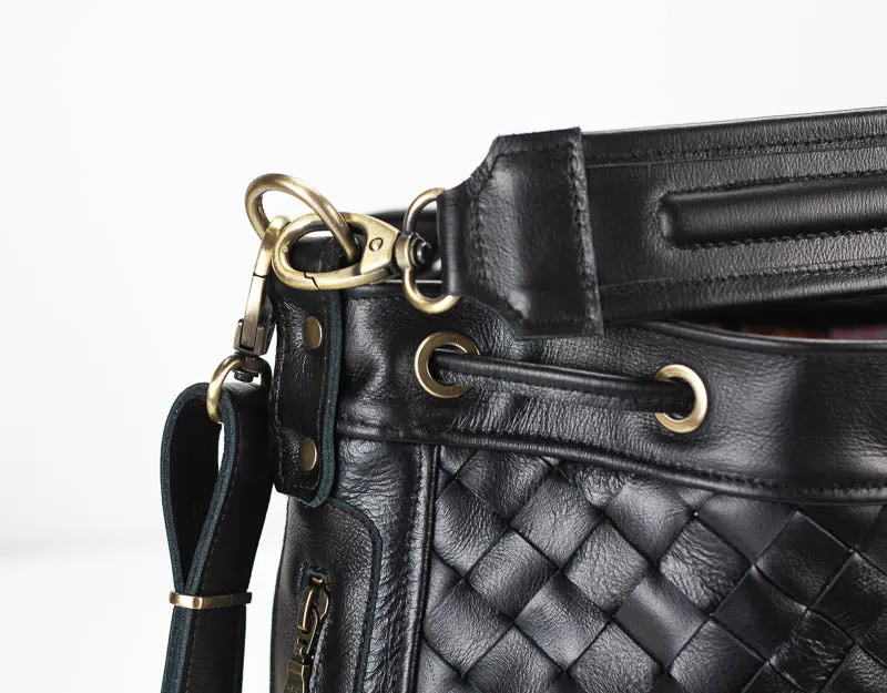 Danae bag - Black handwoven leather