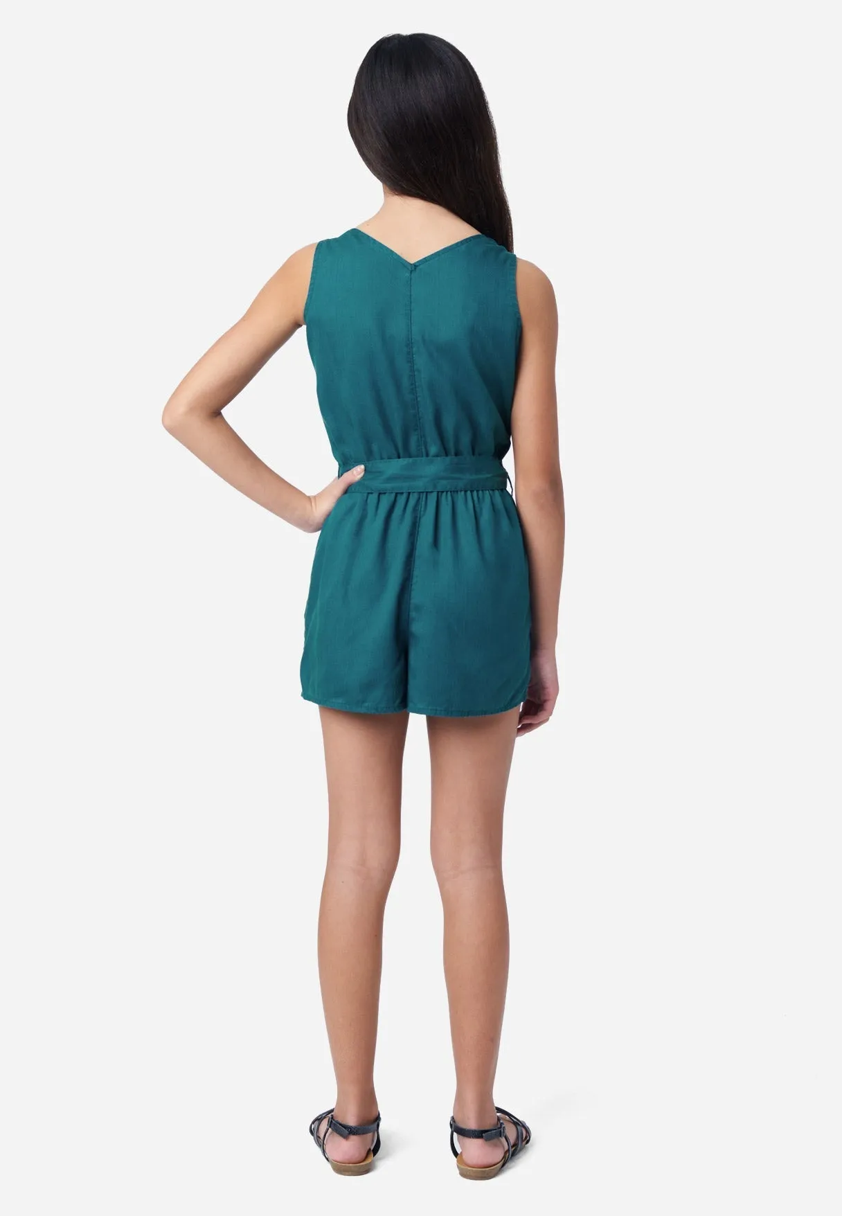 Dark Teal V-Neck Zip Romper