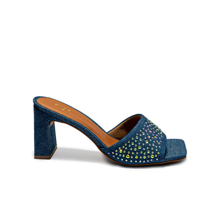 Diamante Denim Mule Sandal BVL 030