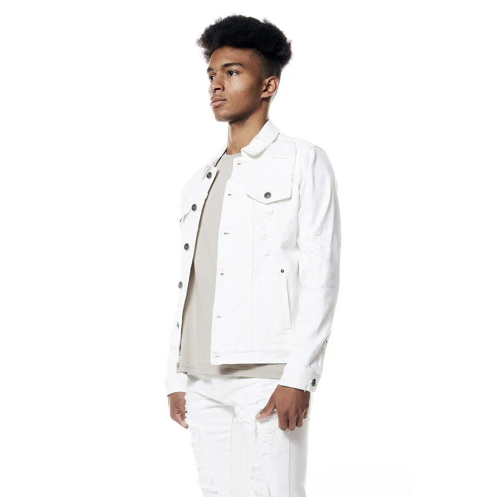 Distressed Rip & Repair Jean Jacket - White