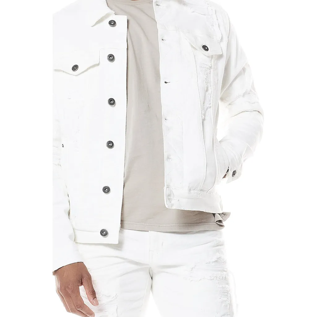 Distressed Rip & Repair Jean Jacket - White