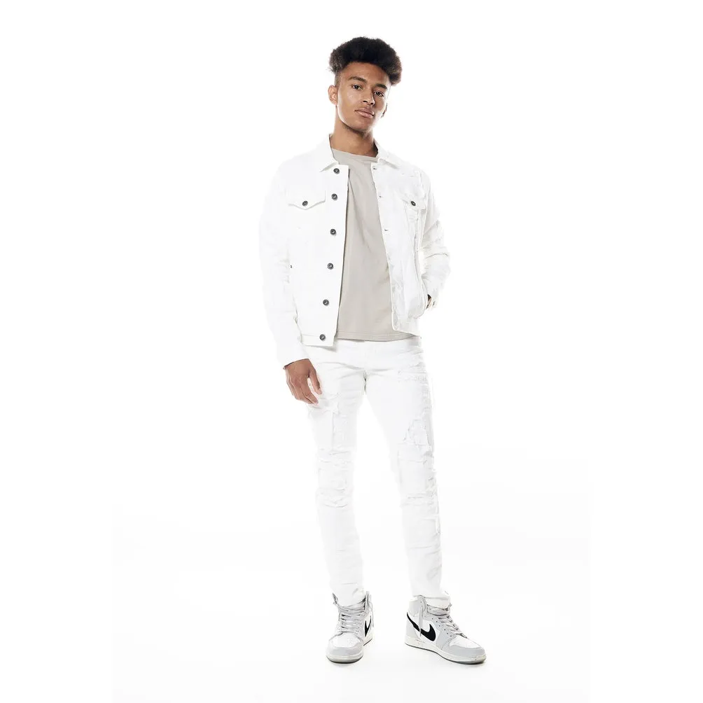 Distressed Rip & Repair Jean Jacket - White