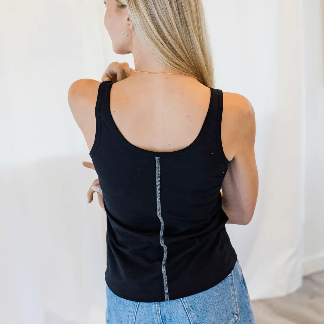 Double Layer Pima Cotton Tank in Black