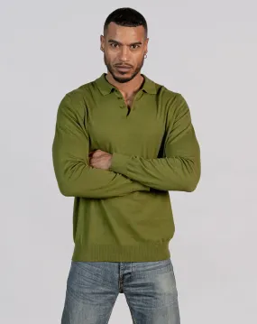 ESSENTIAL HALF BUTTONED KNITTED JUMPER - SULPHUR GREEN