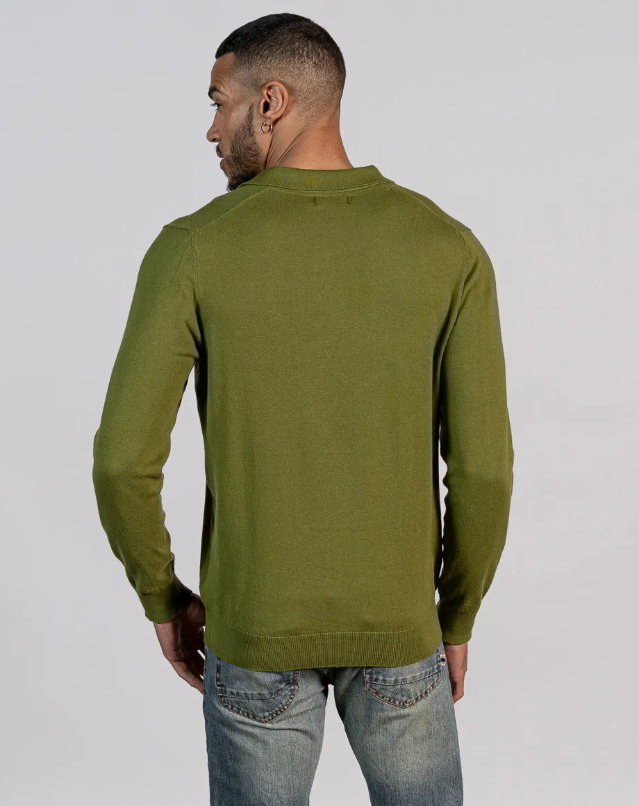 ESSENTIAL HALF BUTTONED KNITTED JUMPER - SULPHUR GREEN