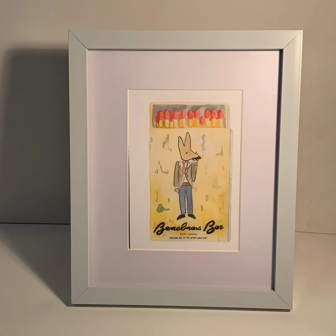 Framed Matchbook Watercolor Prints - ( seven prints)