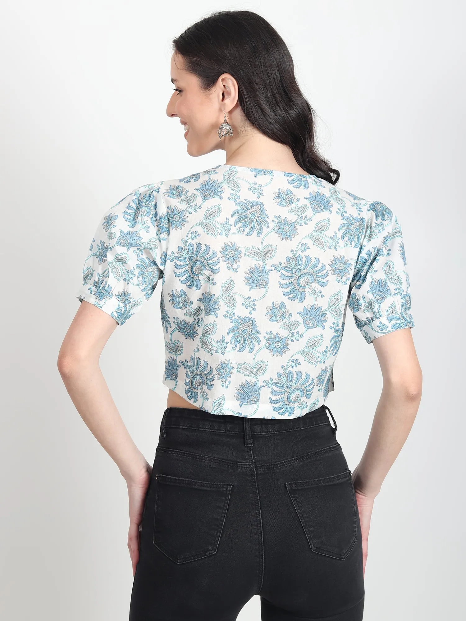 Frea blue floral printed Top