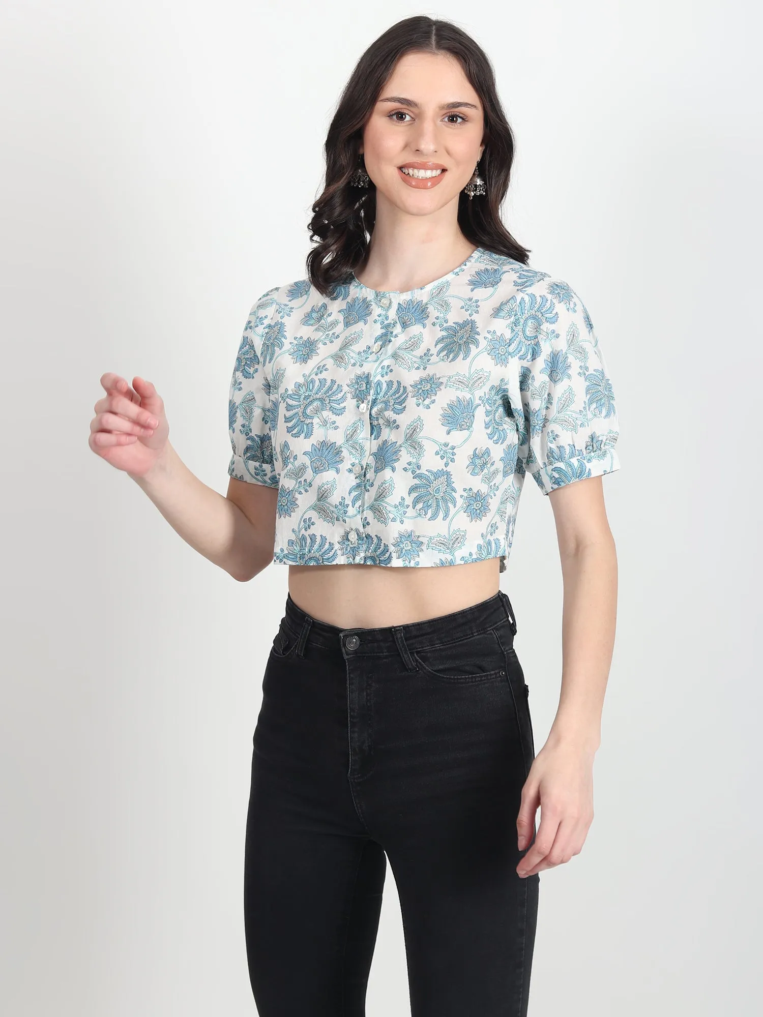 Frea blue floral printed Top