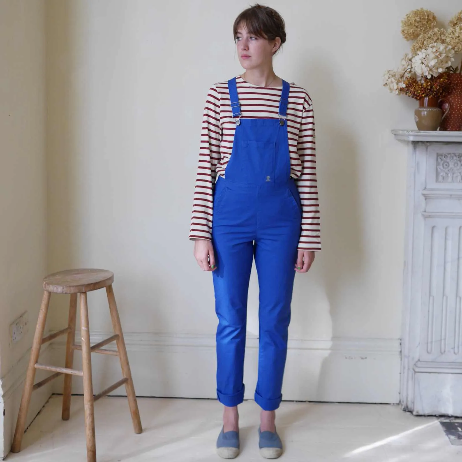 French Blue Cotton Dungarees