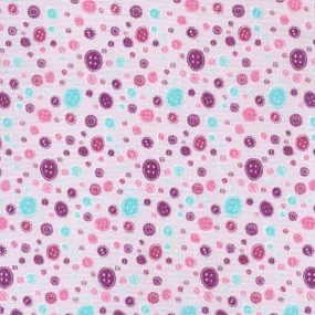 FS810_1 Purple Buttons Cotton Fabric