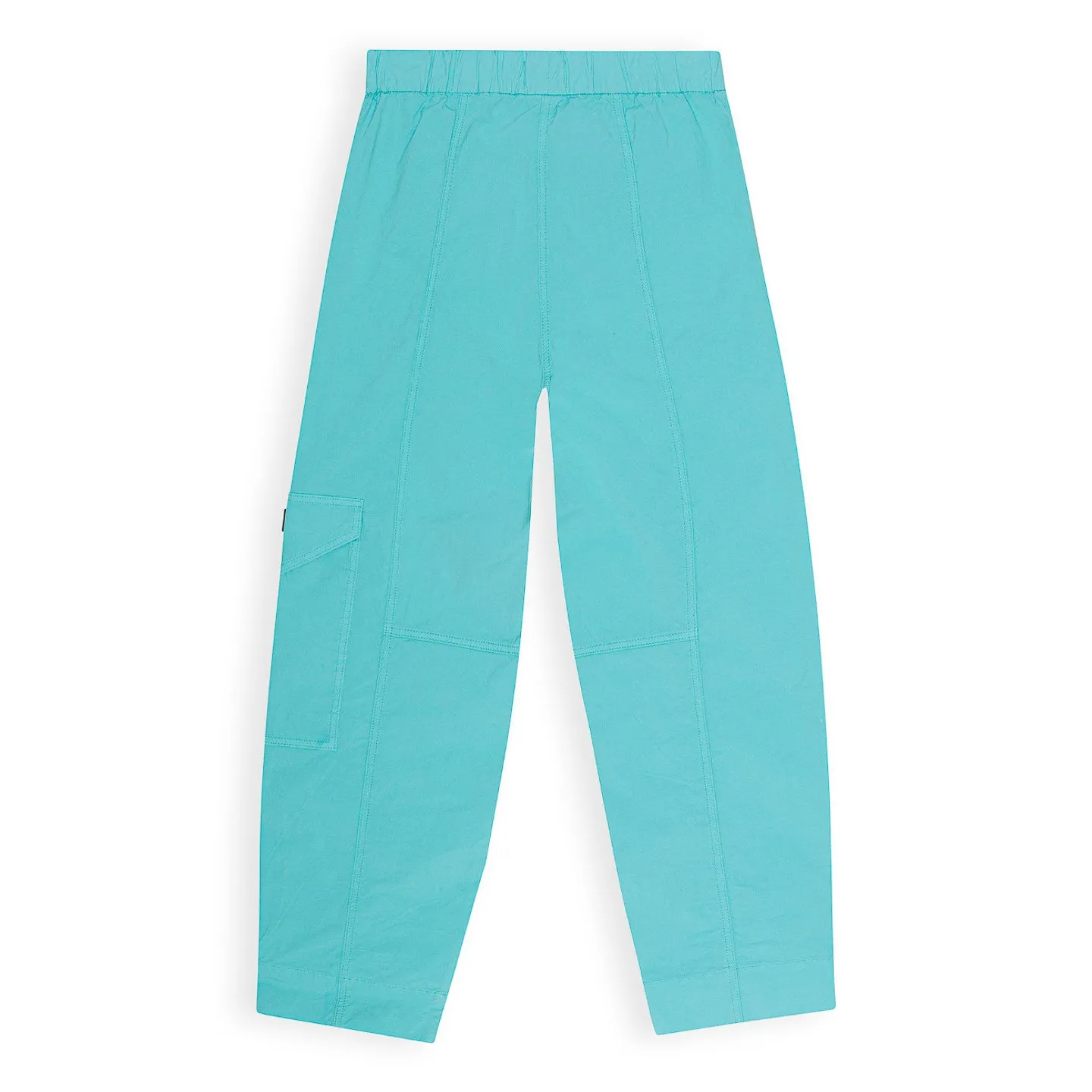 Ganni Washed Cotton Canvas Elasticated Curve Pants 'Blue'