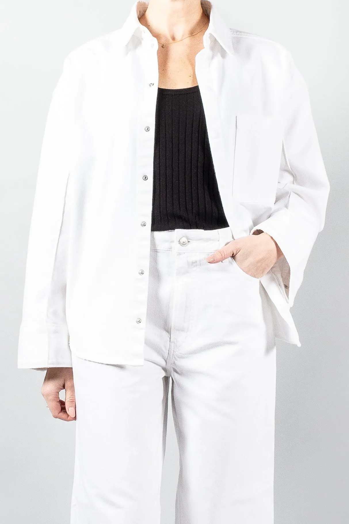 Gauchere White Denim Shirt Jacket