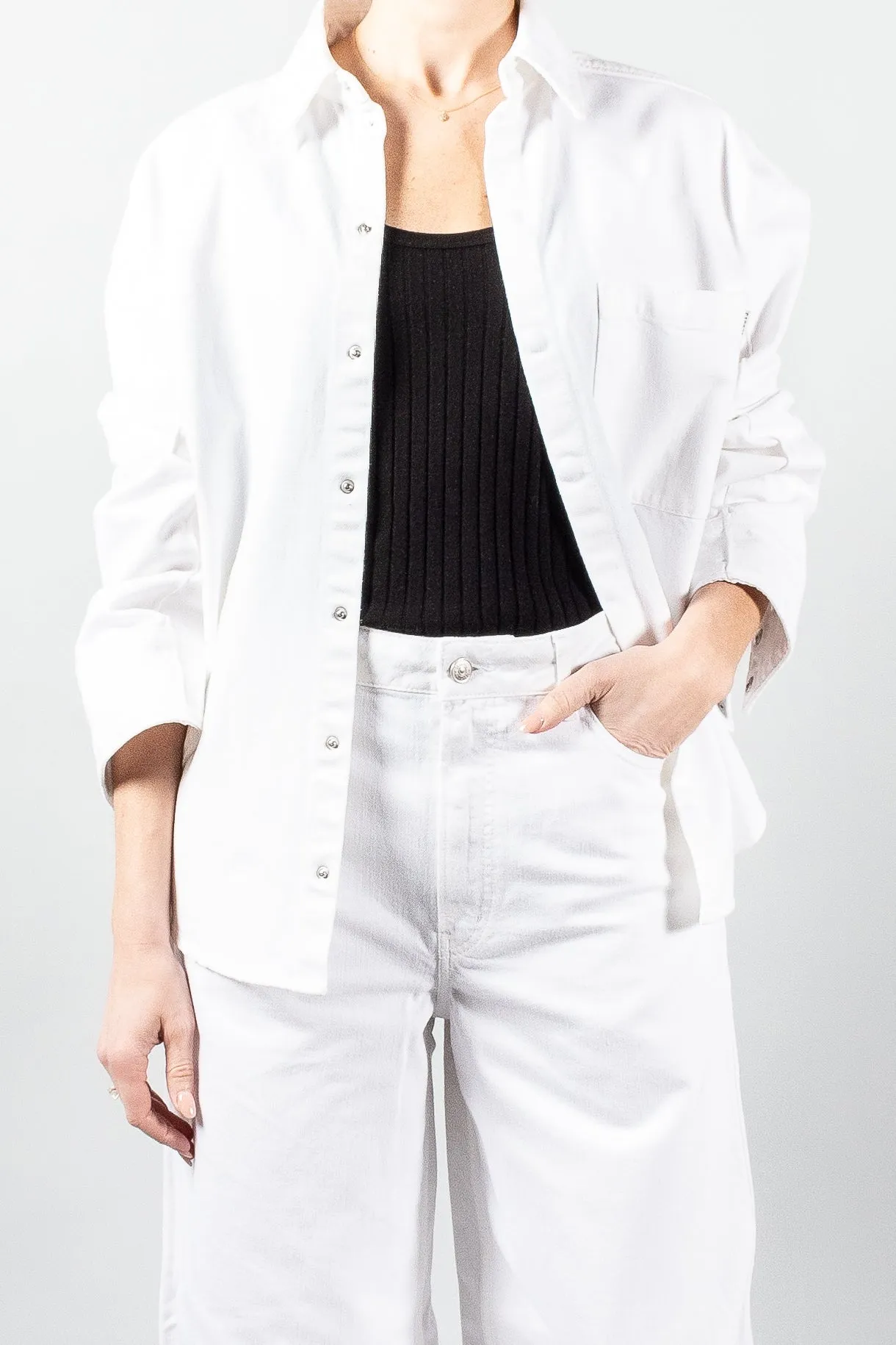 Gauchere White Denim Shirt Jacket