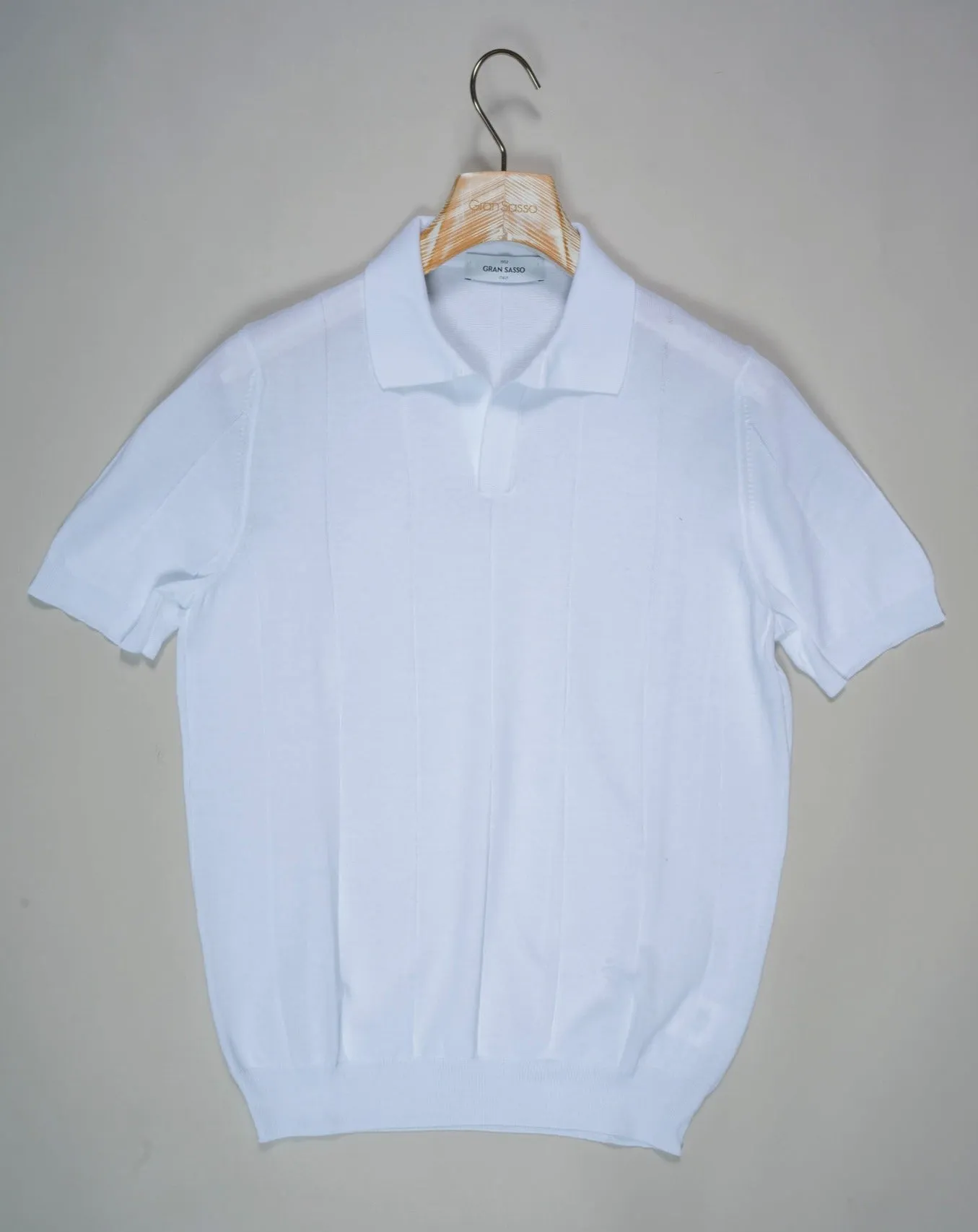 Gran Sasso Ribbed Capri Collar Shirt / White