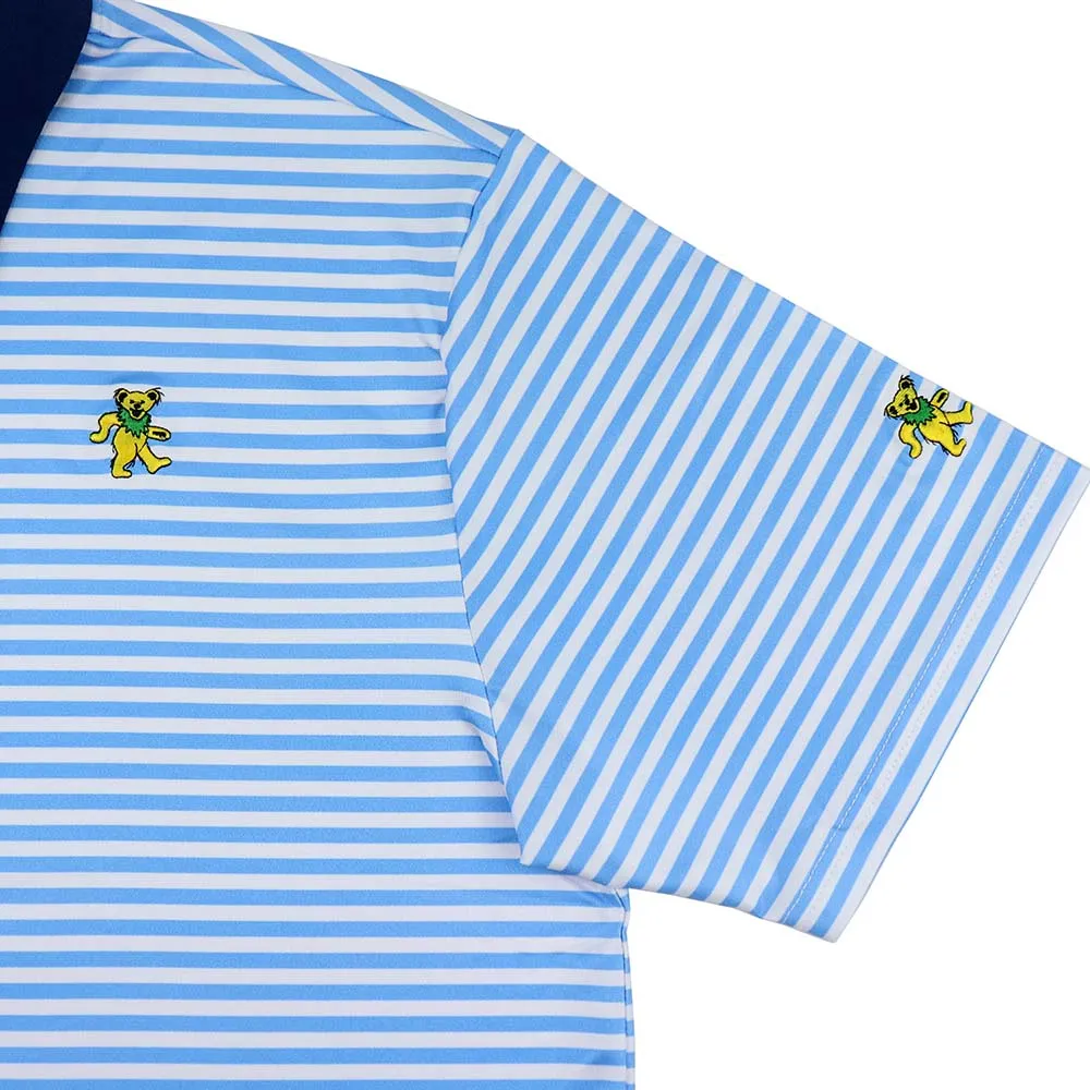 Grateful Dead | Performance Polo | Blue-Stripe Dancing Bear