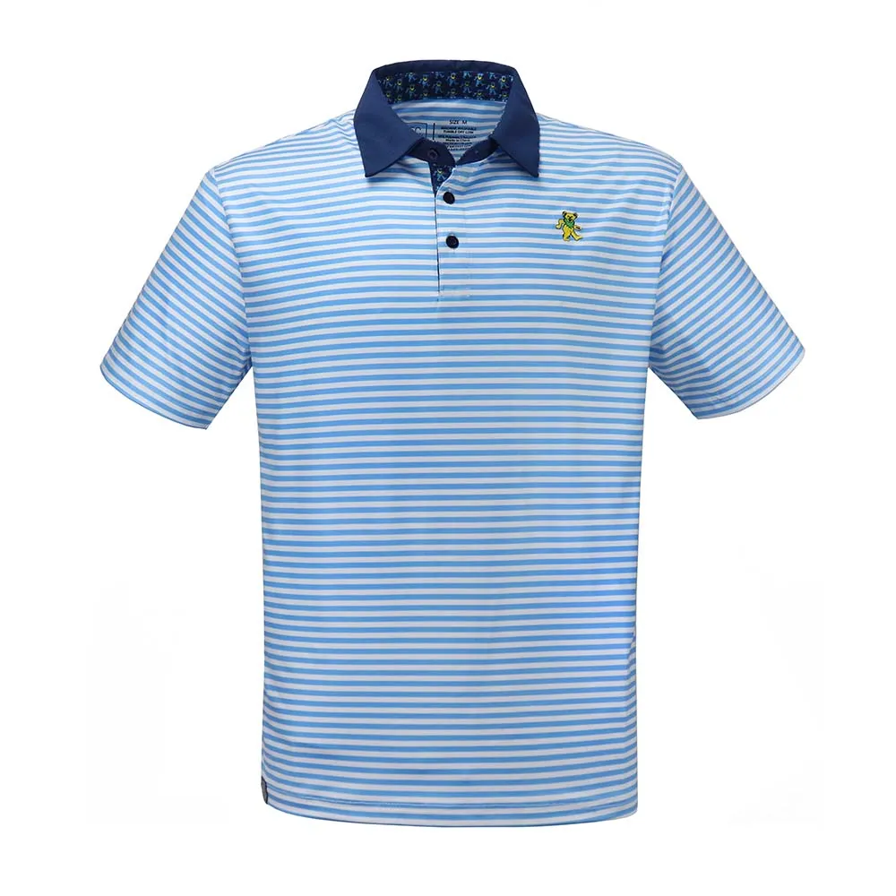 Grateful Dead | Performance Polo | Blue-Stripe Dancing Bear