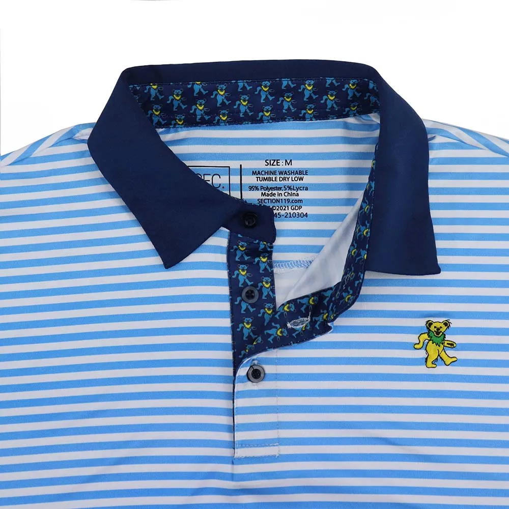 Grateful Dead | Performance Polo | Blue-Stripe Dancing Bear