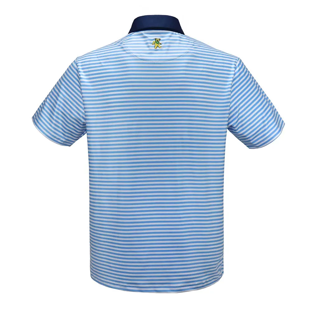 Grateful Dead | Performance Polo | Blue-Stripe Dancing Bear