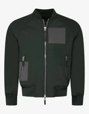 Green Cotton-Blend Bomber Jacket