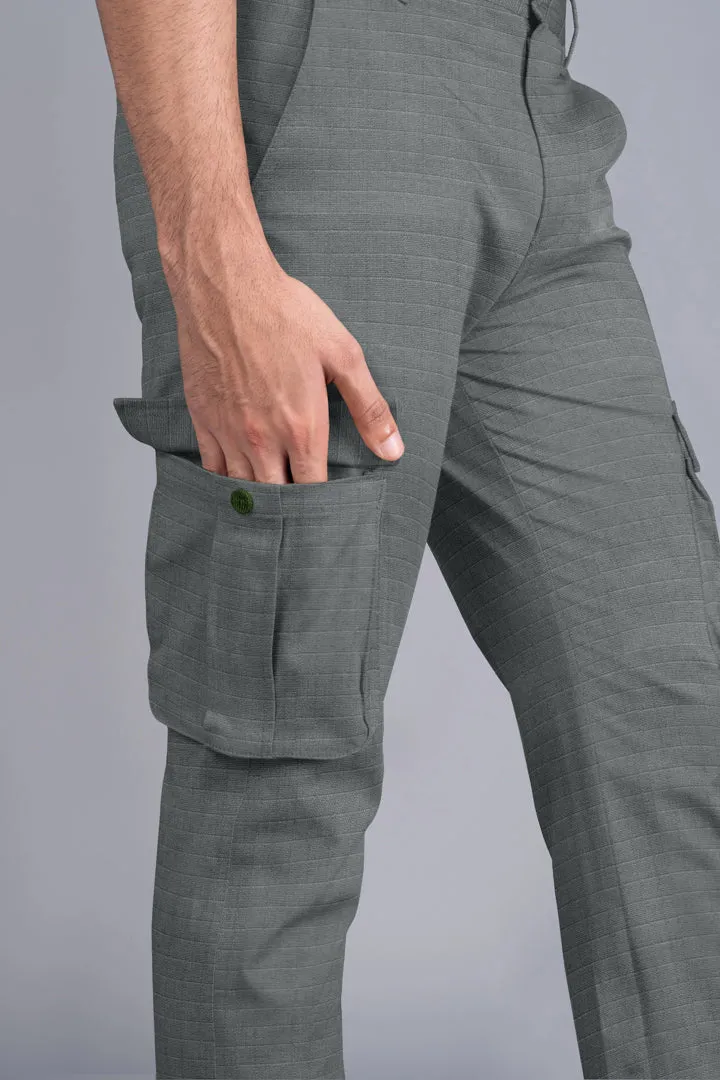 Grey Ripstop Textured Cargo Pants