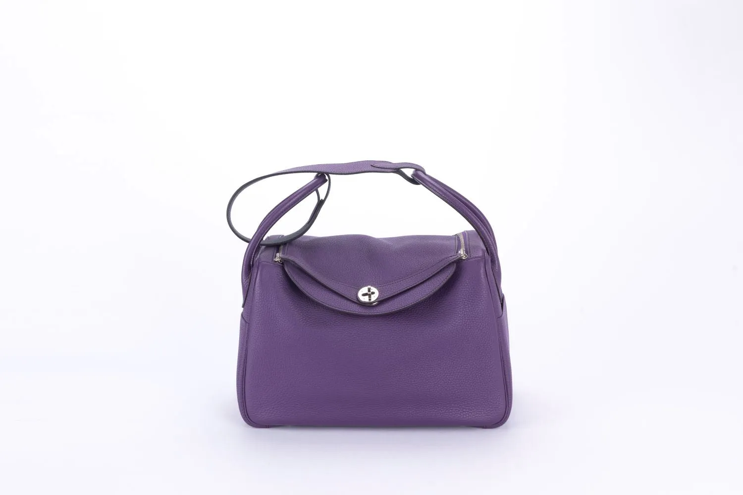 Hermes Lindy 34 Cassis Color with Blue Interior, Stamp P with Dust Cover