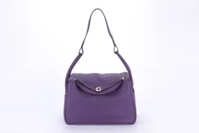 Hermes Lindy 34 Cassis Color with Blue Interior, Stamp P with Dust Cover