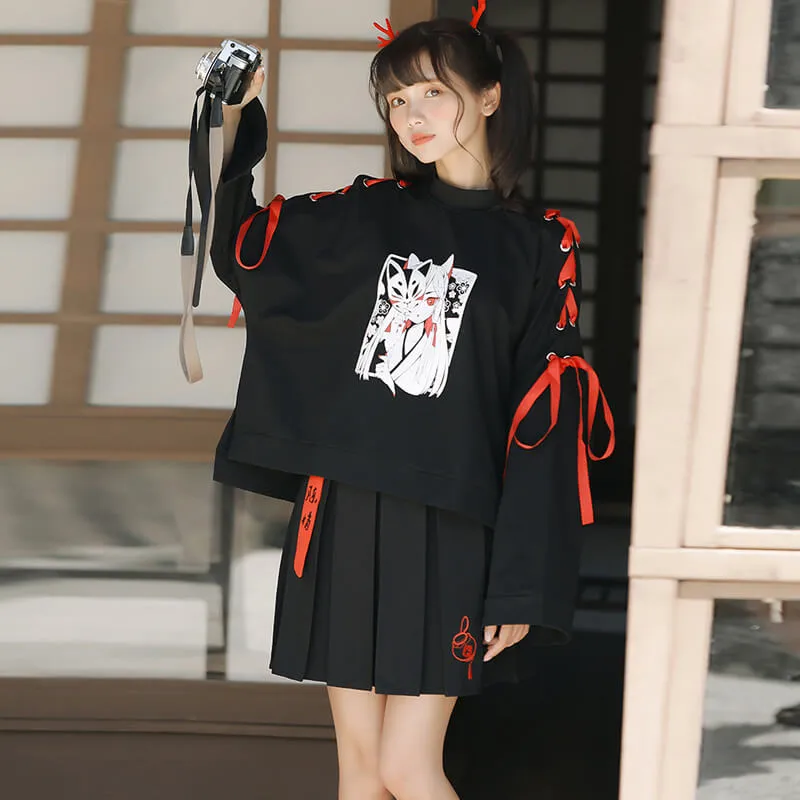 JAPANESE COMIC FOX SWEATSHIRT SKIRT BY21217