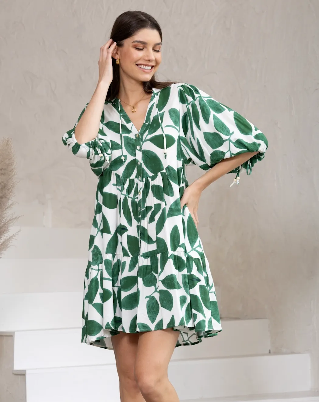 Jayla Dress - Green Leaf