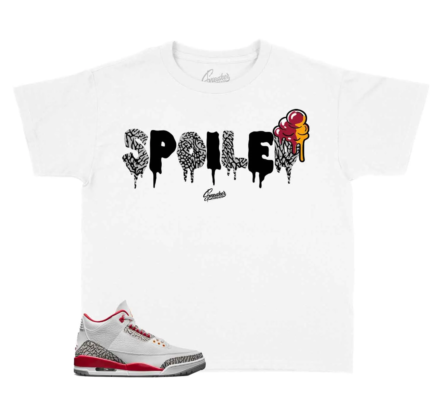 Kids - Retro 3 Cardinal Red Spoiled Shirt