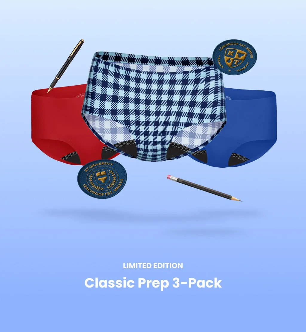 (Kit Item) Every Flow Classic Prep UT Gumdrop/Blueberry/Blue Gingham 3-Pack | Boyshort