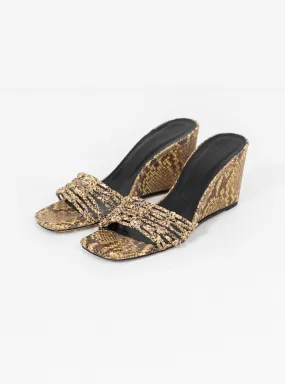 Kyle Wedges Leather Print Snake Butter