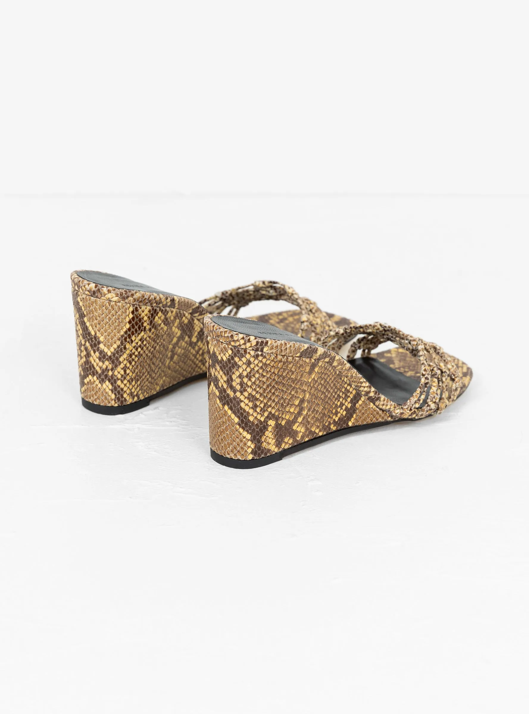 Kyle Wedges Leather Print Snake Butter