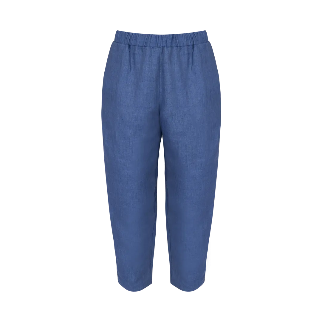 Linen Carrot Pants Blue